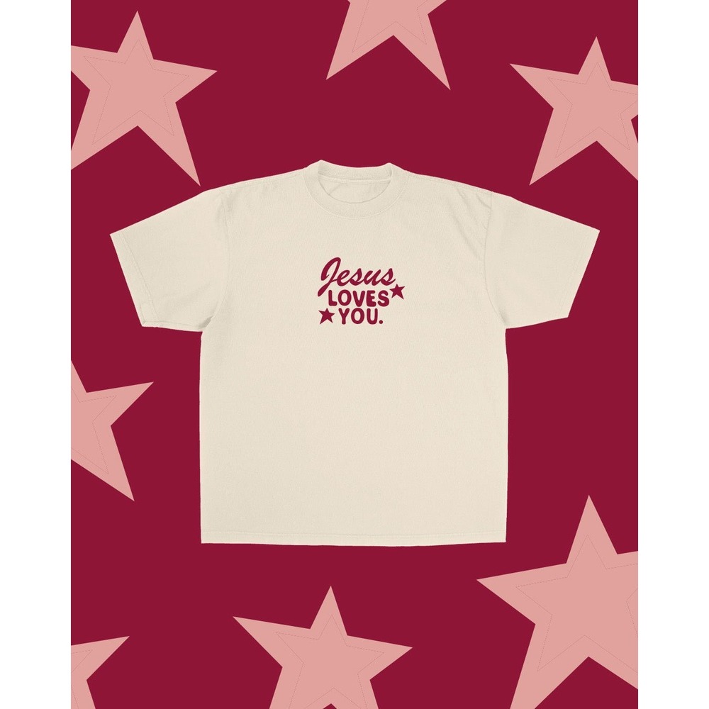 Jesus Loves You The Heavens Declare His Glory Graphic T-Shirt Cream